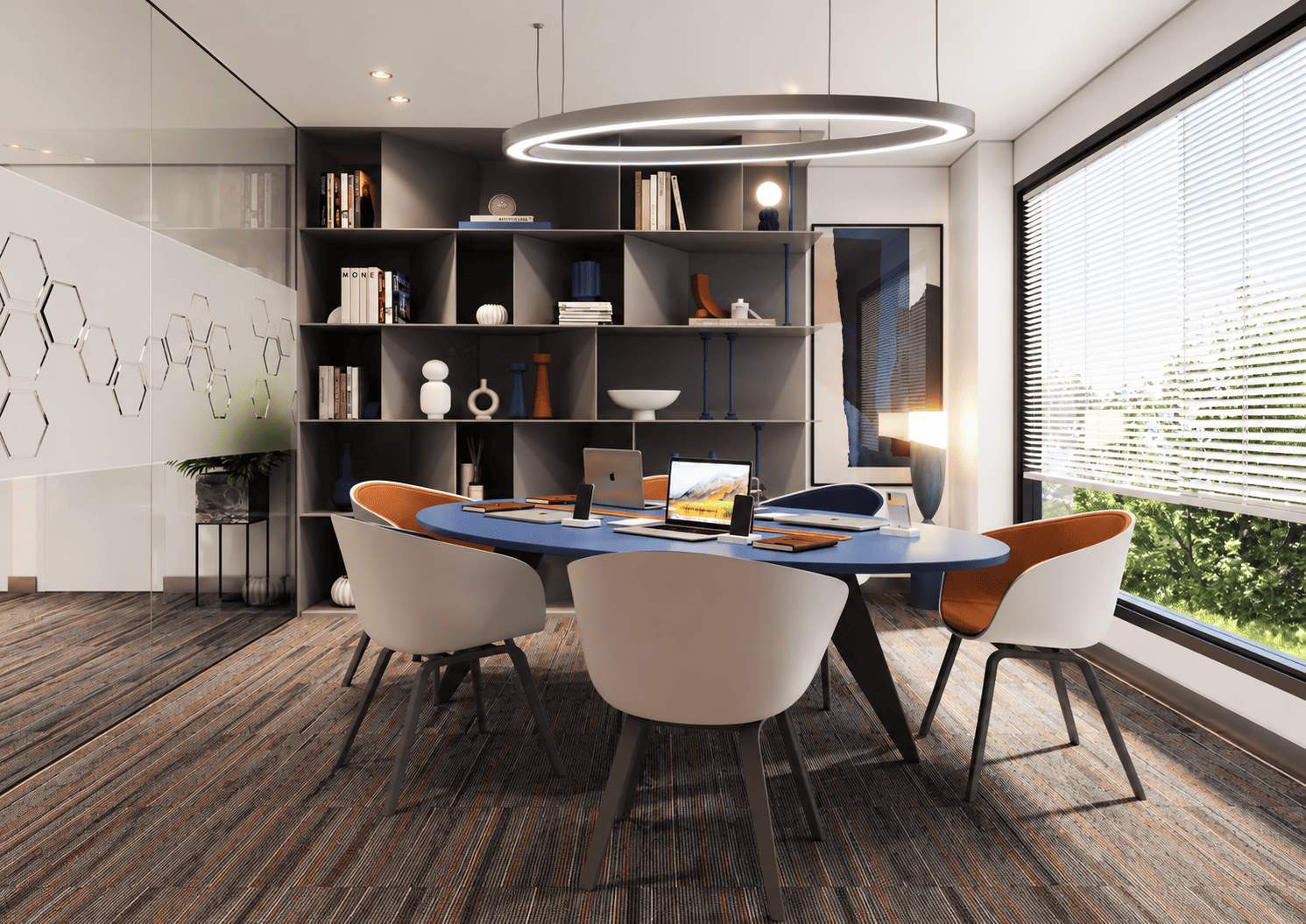 Executive lounge with billiards table and mirrored ceiling